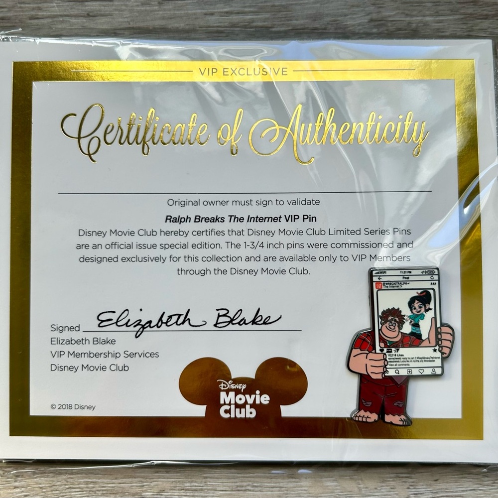 Disney Movie Club exclusive Ralph Breaks The Internet VIP Pin